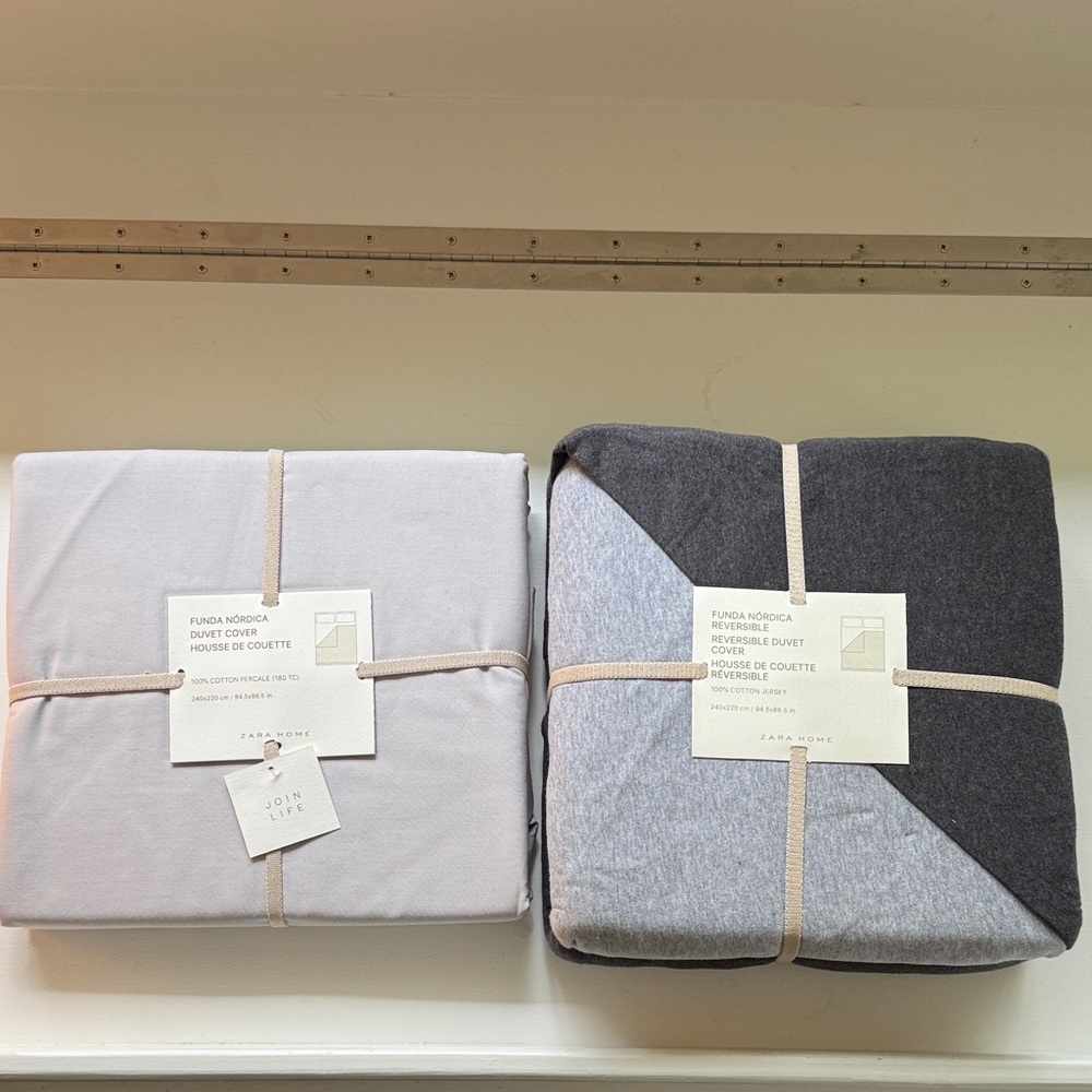 Zara Light Gray and Charcoal Duvet Cover Set